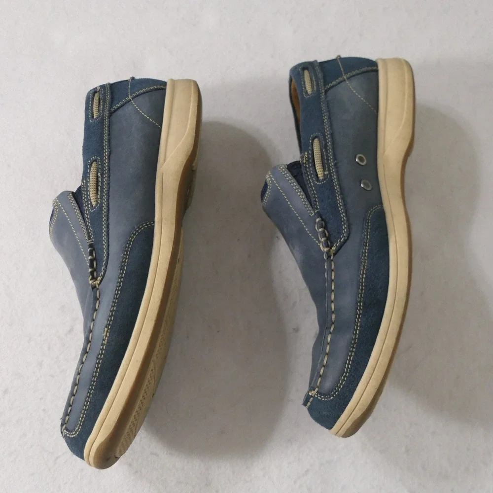 Florsheim Men Slip On 10.5M Blue Leather Suede Loafer 13158-401 Nautical Coastal